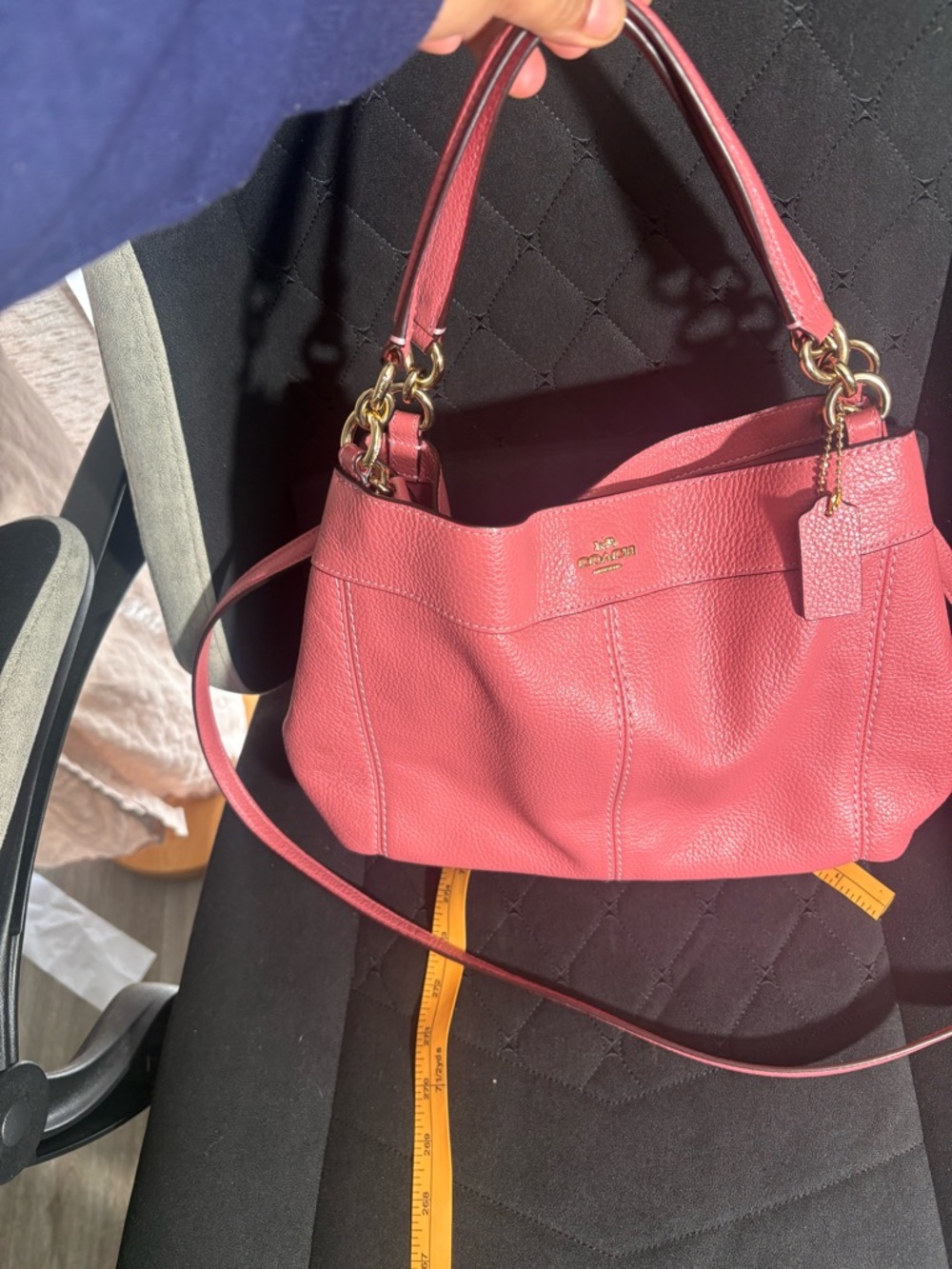 Coach Pebbled Leather Shoulder Bag in Coral Pink